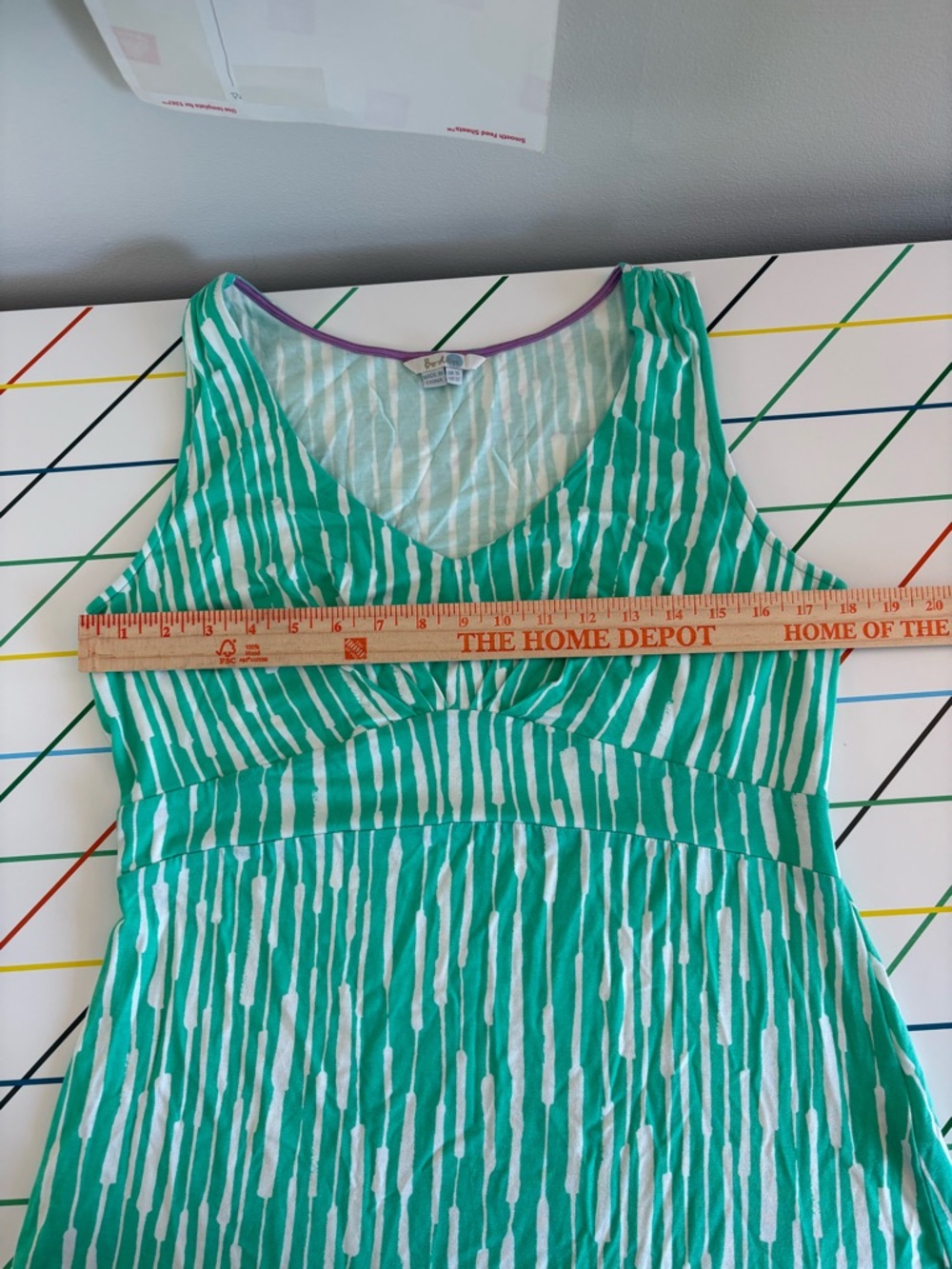 Boden Mint Green & White Striped V-Neck Tank sz 12 Twee Cottagecore soft stretch - Picture 7 of 9